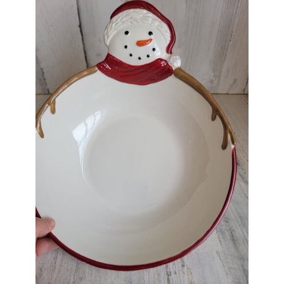 St Nicholas square Yuletide snowman large serving bowl Xmas kitchen - Picture 2 of 6